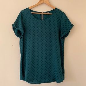 Express Satin Printed Zip Back Crew Neck Shell